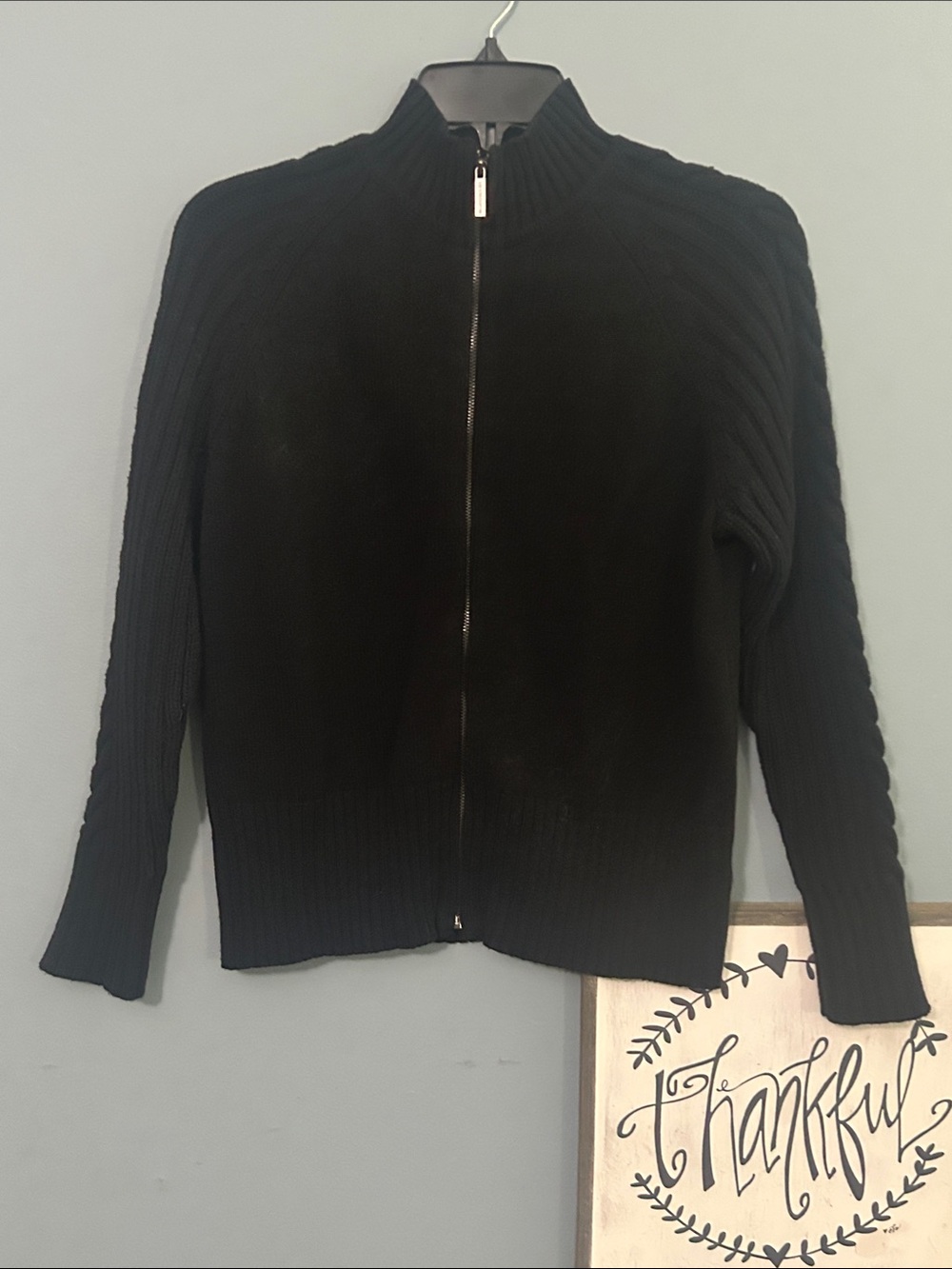 Liz Claiborne Black Zip-Front Sweater Cardigan